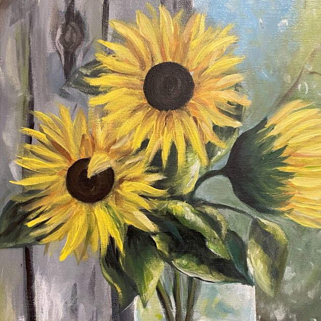 ForYou - flowers & decor ⇨ Acrylic painting on canvas – “Sunflowers” - 2