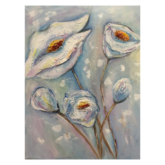 ForYou - flowers & decor ⇨ Acrylic painting on canvas - «White poppies» - 1