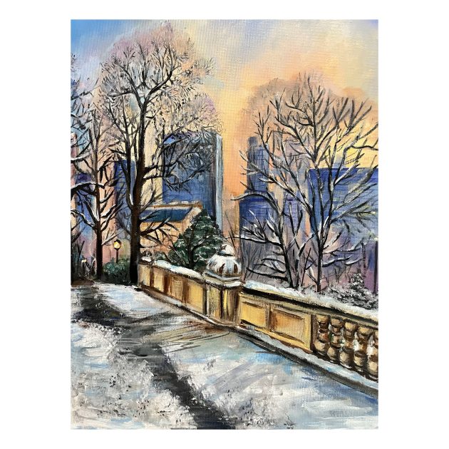 ForYou - flowers & decor ⇨ Acrylic painting on canvas – “Winter city” - 1