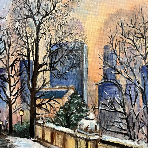 ForYou - flowers & decor ⇨ Acrylic painting on canvas – “Winter city” - 2
